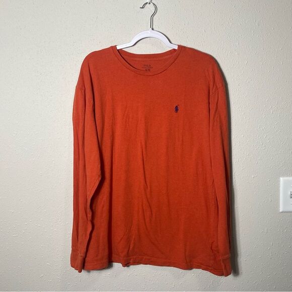 Polo Ralph Lauren Orange Long Sleeve Crewneck Tee Shirt Men's Size XL - Picture 8 of 12